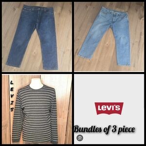 Bundle Levi's Men's Straight Jeans Bundle - Dark and Light Blue And Sweater